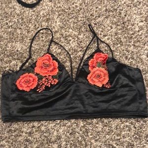 Rose black bra top corset
